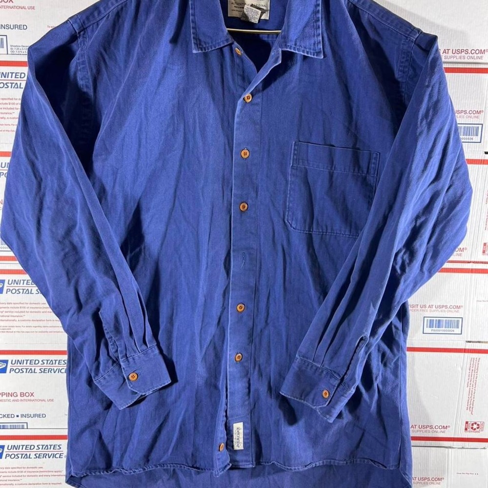 Vintage 90s Abercrombie &‎ Fitch blue long sleeve button up Sz L y2k